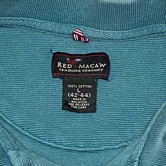 Red Macaw Trading Short Sleeve Rib Knit 3 Button Midweight Polo Shirt Green L - Picture 11 of 12